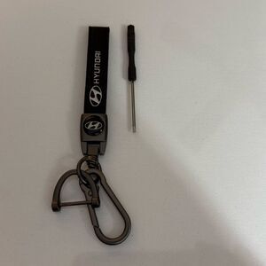 Hyundai Key Fob Keychain in Black Leather NWT